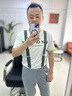 帝行（DIXING）新款3.5cm男士宽背带西裤吊带背带夹老人吊裤腰带胖人松紧肩带 黑带白格【约120cm】 120cm 实拍图