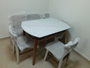 采薇 岩板实木餐桌家用餐桌椅现代简约小户型伸缩饭桌方变圆餐桌 1.2米猫耳朵餐桌+6椅 实拍图