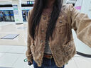 茵曼（INMAN）法式小香风短外套冬季女长袖洋气小个子休闲夹克上衣 浅驼色 L 实拍图
