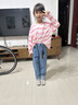 ASK JUNIOR亲子装裤子2026春直筒长裤儿童时尚牛仔裤女童青少年休闲裤 蓝色 实拍图