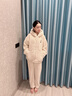 Teenie Weenie小熊女士加绒睡衣秋冬季连帽加厚保暖家居服套装男 燕麦米（女款） S 建议155-162cm/80-115斤 实拍图