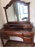 Nymphaea L.美式实木梳妆台凳卧室套装现代简约欧式小户型复古化妆台化妆桌胡桃色出租房 胡桃色 0.8米桌+镜台 实拍图