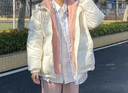 FOX.G羽绒棉服女士2026新款冬季加厚外套秋冬棉衣中长款女装韩版面 假两件白拼粉撞色棉服 S 【建议115斤以内】 实拍图