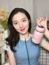 佐卡佳（zuo kaja）保温杯女士可爱水杯小巧便携学生瓶ins网红儿童迷你杯子 显温蓝320ml（不锈钢杯盖内芯） 实拍图