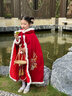 安妮优儿女童汉服冬款拜年服女宝中国风2025新款古装过年冬季儿童新年唐装 红色披风 140 实拍图