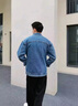 杉则水洗牛仔外套男春秋季复古宽松牛仔衣韩版工装牛仔夹克男帅气上衣 301蓝色 M 【110-130斤】尺码偏大 实拍图