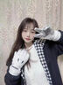 目丸滑雪手套女冬季可爱卡通保暖触屏户外骑行防风寒防水加绒加厚手套 白色 实拍图