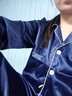 依曼安情侣睡衣女春秋季冰丝长袖家居服套装时尚加大码休闲女士睡衣 310藏青色 女*款  L 实拍图