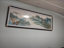 轩尼匠心蓝色千里江山图织锦绣客厅挂画苏州刺绣沙发背景墙装饰画山水壁画 立体黑金框 220*80 高端框 实拍图