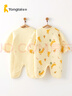 童泰0-6个月婴儿连体衣秋冬纯棉宝宝夹棉衣服新生儿蝴蝶哈衣2件装 黄色 59cm 实拍图