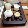 赏福茶盘家用轻奢现代小型沥储水式茶台功夫茶具竹茶盘简约托盘 观山长方盘（黑底）中号 【尺寸看图标注】 实拍图