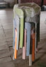 华恺之星 凳子家用板凳餐凳圆凳塑料凳子塑胶凳 YK066蓝绿橘粉灰驼6把装 实拍图