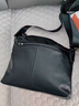 ANDSEEYOU品牌 头层牛皮单肩包 手工休闲斜挎包 简约背包 横款男士挎包 商务小背包手机零物包 黑色 实拍图