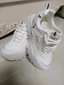 网面内增高8cm老爹鞋女小个子超火潮2025秋季休闲运动四季小白鞋 白色皮面 37 实拍图