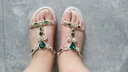 柯妮丽人水钻坡跟女士凉鞋女夏新款夏季时尚女鞋百搭松紧带夏天女式凉鞋 实拍图