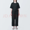 无印良品（MUJI）女式  麻混 弹力 连体裤 裤子女款  BC2J9C4S 黑色 S (155/80A) 晒单实拍图