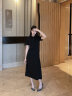 GARNUO黑色Polo领连衣裙子女夏法式高级设计感小众收腰显瘦气质休闲长裙 黑色 S 晒单实拍图