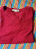 艾路丝婷夏装新款T恤女短袖上衣韩版修身体恤TX3560 酒红色v领 M 实拍图