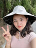 曼琪魅雅黑胶防晒帽遮阳帽子女夏遮脸太阳帽UV渔夫帽七夕情人节礼物 黑色 均码 实拍图