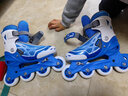 米高轮滑鞋儿童溜冰鞋直排轮可调尺码透气培训初级教学生用旱冰鞋MI0 蓝色（锁轮款） BFML M (推荐鞋码31-34内长20-22.5cm) 实拍图
