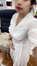 SXA香港潮牌七分袖雪纺连衣裙女2024夏新款小个子气质收腰绑带A字裙 白色 L 晒单实拍图