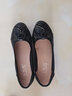 恒有福真皮浅口单鞋2025年春秋款百搭豆豆鞋坡跟女鞋平底软底中跟妈妈鞋 黑色 36 实拍图