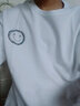 百鹊亭短袖男纯棉宽松ins港风圆领超火卡通t恤情侣装潮牌五分袖t恤夏季男生潮流笑脸印花短袖打底衫 雾霾蓝 L 实拍图