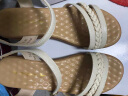 红蜻蜓女凉鞋夏季休闲坡跟女鞋透气妈妈凉鞋编织软底 WTK9194米色39 晒单实拍图