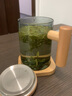 木笙玩物（MUSHENGWANWU）玻璃茶杯茶水分离杯子高档办公室过滤喝茶水杯带把泡茶杯男士 青钝木笙1B-无内胆有杯垫 300ml 实拍图