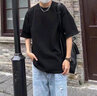 棉致t恤男纯棉潮流纯色小白宽松休闲短袖百搭情侣上衣 黑色 4XL 实拍图