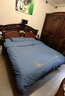 雅鹿全棉四件套100%纯棉轻奢刺绣被套床单人宿舍裸睡床笠被罩床上用品 艾伦-山灰+中灰【100%全棉】 2.0m 床单款 四件套-被套220*240cm 实拍图