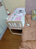 笑贝乐实木婴儿床宝宝摇篮床童床无油漆可变书桌可侧翻与大人床合并 小床+蚊帐+粉色米奇五件套 实拍图