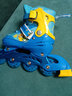 欧神溜冰鞋儿童全套装男女童旱冰轮滑鞋直排轮可调3-5-6-8-10岁初学者 蓝色八轮全闪（赠护具头盔全套装） S小码（31-34）适合平时鞋26-32码 实拍图