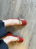 百思图（BASTO）24春季商场新款法式玛丽珍鞋红色小皮鞋粗跟女单鞋RD291AQ4 桔红 35 晒单实拍图
