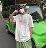 NEW OR MODE印花短袖T恤男夏季ins潮牌宽松圆领t恤休闲情侣体恤学生潮五分袖 黑色 XL 实拍图