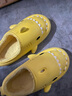 LATE TIME儿童棉拖鞋秋冬女童室内静音防水防滑棉拖鞋家居亲子宝宝鲨鱼棉鞋 黄色 内长22cm 【220】适合34-35码脚穿 实拍图