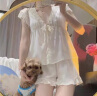 猫人（MiiOW）冰丝睡衣女短袖2024年新款夏季高级性感纯欲风蕾丝花边家居服套装 MM#8179米白(可拆卸胸垫) M码(建议75-95斤) 晒单实拍图