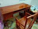 梨舍 红木家具非洲花梨（学名：刺猬紫檀）办公书桌 书桌椅组合 实木电脑桌写字台 1.28m单张电脑桌 实拍图