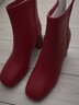 达芙妮加绒方头短靴女粗跟气质高跟马丁靴百搭时尚红色婚鞋女靴4622607029 红色（加绒） 37 实拍图