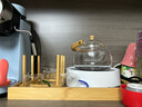 瓷牌茗茶具（cipaiming teaset） 电陶炉煮茶器煮茶壶茶炉家用小型电茶炉加厚耐热玻璃茶壶 竹柄壶+简约白炉6彩杯+架+托盘 实拍图