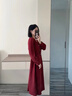 熙世界（sllsky）浪漫复古连衣裙女秋冬公主裙法式赫本生日礼裙子高级感本命年女装 复古红 L 实拍图
