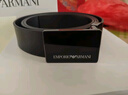 ARMANI 阿玛尼 EA 男士印花LOGO粒纹可裁剪板扣皮带腰带礼盒礼袋装 黑色 Y4S427 YTU7J 84372 U 实拍图