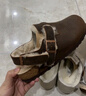 Devo的沃软木拖鞋包头半包加绒加毛外穿冬季保暖勃肯拖鞋女鞋23007 深棕油蜡皮+沃黄毛 37 （建议正码正拍） 实拍图