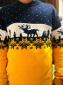 彩蚁秋冬新款保暖儿童毛衣男童中大童圆领棉线衣圣诞麋鹿毛衣打底衫 黄色(不加绒) 170 晒单实拍图