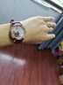 卡罗莱全自动机械表女士手表女表镶钻镂空精钢个性时尚商务防水潮流腕表 皮金粉酒红皮 实拍图