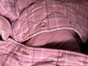 三枪（THREEGUN）睡衣男女绒布夹棉加厚加暖磨绒新疆棉亲肤格纹开襟长袖情侣家居服 暖粉格-绒布加棉女款 M (仅女款) 实拍图