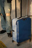 JOLLYING超薄11CM可折叠行李箱登机拉杆箱男女放缝隙省空间伸缩密码旅行箱 星球蓝【加厚PC箱壳】 20英寸 lite-登机箱【三边115CM】 实拍图