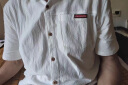 芩沣白色棉麻短袖衬衫男夏季新款男士纯棉半袖衬衣男生休闲纯色上衣服 白色 L 约115~130斤可穿 晒单实拍图