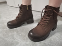 百丽（Belle）羊皮户外时尚马丁靴女商场同款舒适短靴3NW40DD5预售 棕色-单里 38 (240mm) 实拍图