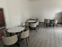爱派森北欧风洽谈桌椅组合咖啡店奶茶店圆形桌子办公休闲小户型餐 仿白理石桌面+浅灰皮 70直径一桌四椅(四腿款) 实拍图